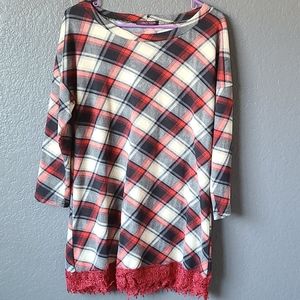 Plaid tunic pullover